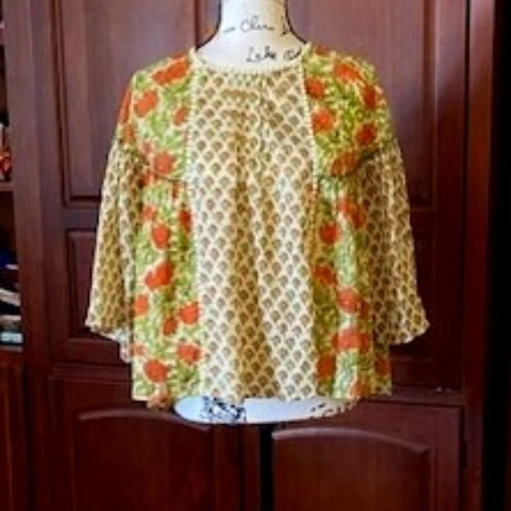 Rachel Zoe Floral Bohemian Top Shirt Blouse Size Small-Medium